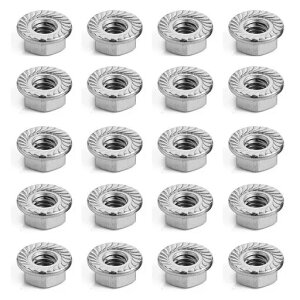六角フランジナット20個セット304ステンレス鋼製高耐久防錆セレーション付きロックナット緩み止め効果高い保持力自転車バイクDIY・家具修理用(M6)