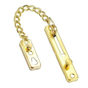 ドアチェーンロックステンレス製盗難防止縦横両用簡単取り付けネジ付き玄関室内ドア用高耐久(ゴールド)