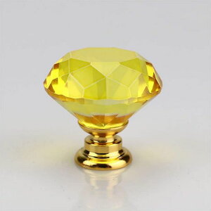 Emsoulnioiつまみクリスタルガラスハンドル引き出し取っ手キャビネットハンドル家庭装飾ダイヤモンド形30mm/1個セットゴールド2