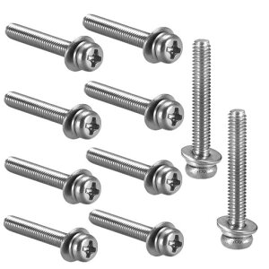 10本入りパンヘッド機械ネジM4*30mm十字穴付きナベ頭小ネジステンレス製平ワッシャーとスプリングワッシャー付きファスナーボルトDIY工具電子機器修理家具組み立て用