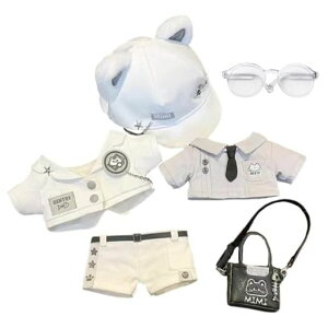 niannyyhouse20cmぬいぐるみ服白猫セット帽子上着ワイシャツ半ズボンリュックサックメガネ着せ替え綿人形アクセサリー