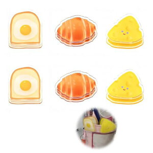 コーナークリップ目玉クリップ【3種類6個セット】三角クリップブッククリップ可愛いトースト、パン、チーズの柄かわいい文房具紙モノ整理本の角の保護食品保存学生用品事務用品プラ…