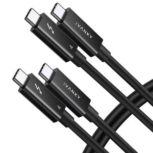 IVANKY Thunderbolt 4 �P�[�u�� 1.5mx2�{ 240W�}���[�d 8K�f���o�� 40Gbps �����f�[�^�]�� USB-C & USB-C �P�[�u�� iPhone17/Air/16/16e/15 �[�d MacBook Air Pro