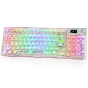 OUSEITECHF98proゲーミングキーボード透明キーボードホットスワップメカニカルキーボードテンキーワイヤレスピンク透明キーキャップRGBバックライト95キーAndroid/OS/Mac/Windows対応
