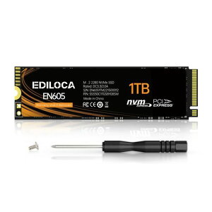 EDILOCA EN605 SSD 1TB PCIe Gen 3.0x4 NVMe1.3 M.2 2280 �����^SSD 3D TLC NAND�t���b�V������ �ő�ǂݍ���2150MB/s �m�[�g�p�\�R���ƃf�X�N�g�b�v�p�\�R�� �ɑΉ� 3�N�ۏ� (1TB)