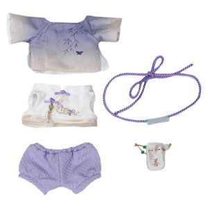 niannyyhouse20cmぬいぐるみ服ジャケットベストパンツヘッドバンド付属品紫色のアンティーク漢服人形衣装綿人形着せ替え
