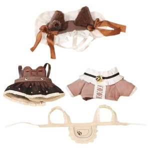 niannyyhouse10cmぬいぐるみ服ヘッドギアワイシャツスカート前掛けメイドキット綿人形衣装アクセサリー着せ替え(Brown)