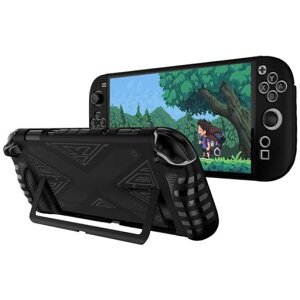 対応Switch2カバー保護ケースpc素材Greerassスイッチ2ケース保護カバースタンド機能付き擦り傷防止完全保護滑り止め放熱設計超薄型軽量耐衝撃(ブラック)