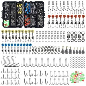 SHADDOCK釣り小物セット釣り仕掛け自作用190本即釣りセットサルカン等9種釣具含める防水釣りケース付