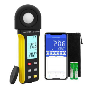 デジタル照度計ルクスメーター1〜400000Lux計測照度計光度計気温測定器搭載植物育成に最適照明管理研究・実験工場携帯電話接続でデータ閲覧可能