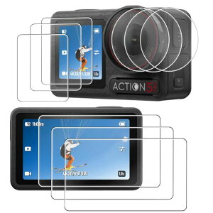OKFUNスクリーンプロテクターセットDJIOsmoAction5Pro用強化ガラススクリーンプロテクターUHD9H硬度傷防止気泡なしAction5Proアクセサリー