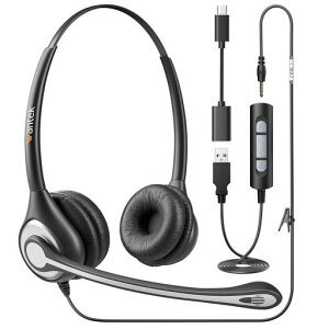 Wantek�w�b�h�Z�b�gUSB3.5mmTypeC�����m�C�Y�L�����Z�����O�}�C�N�t���ƃI�����C������L��PC�p�w�b�h�z��Skype�AWeb��c�A�ݑ�Ζ��A�Ɩ��p�A�����[�g���[�N�A�R�[���Z���^�[�ɓK�p�����N�c