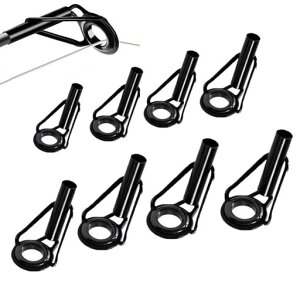 YFFSFDCトップガイドロッドガイド8個セットステレンス釣り竿穂先交換修理キット軽量釣り竿釣りアクセサリーパイプサイズ1.6mm、1.8mm、2.0mm、2.8mm、3.0mm