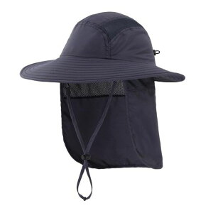 (コネクタイル)アウトドアユニセックスUPF50+つば広サファリハット夏日よけ帽子農作業帽子釣り帽UVカットハット(インク)