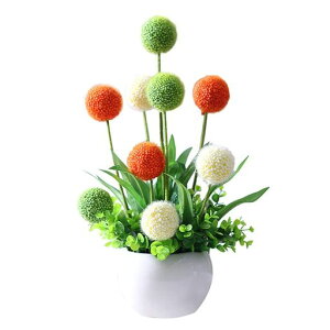WillingYou造花インテリアおしゃれ北欧雑貨花瓶付きフェイクフラワーアリウム花瓶一本と花束一束入りマルチカラ