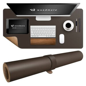 Woodmate空間を調和するデスクマット『空間デザイナー監修』レザー裏面コルクデスクパッド(ブラウン80cmx40cm)