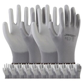 [JSBAGGT]作業用手袋PU薄手まとめ買いお得滑り止め/耐摩耗性/通気性軽作業・精密機器・DIY・ガーデニング用(明るい灰色12)