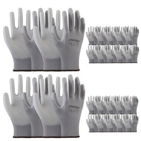 [JSBAGGT]作業用手袋PU薄手まとめ買いお得滑り止め/耐摩耗性/通気性軽作業・精密機器・DIY・ガーデニング用(明るい灰色24)
