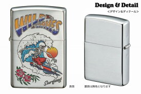 ZIPPO サーフィン スカル すず合金めっき・サテーナ仕上げ/インクジェットカラー装飾 ジッポー