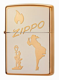 ZIPPO クラシックロゴ CP/BG ウインディ＆ドランカー Windy & Drunk エッチングペイント銅メッキ仕上げ ジッポー