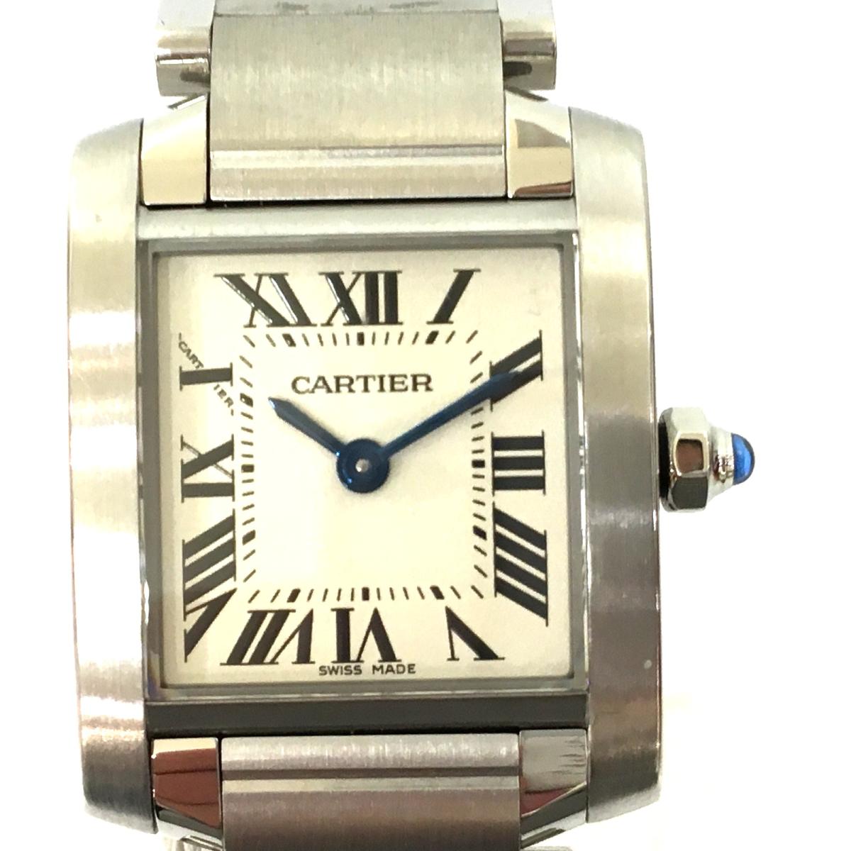 Cartier タンクフランセーズSM 腕時計 ウォッチ レディース ランクA 送料無料 魅力的な プレゼント ギフト 全品鑑定済 クオーツ 白系 SS ステンレススチール 中古 ラッピング無料 カルティエ 新版