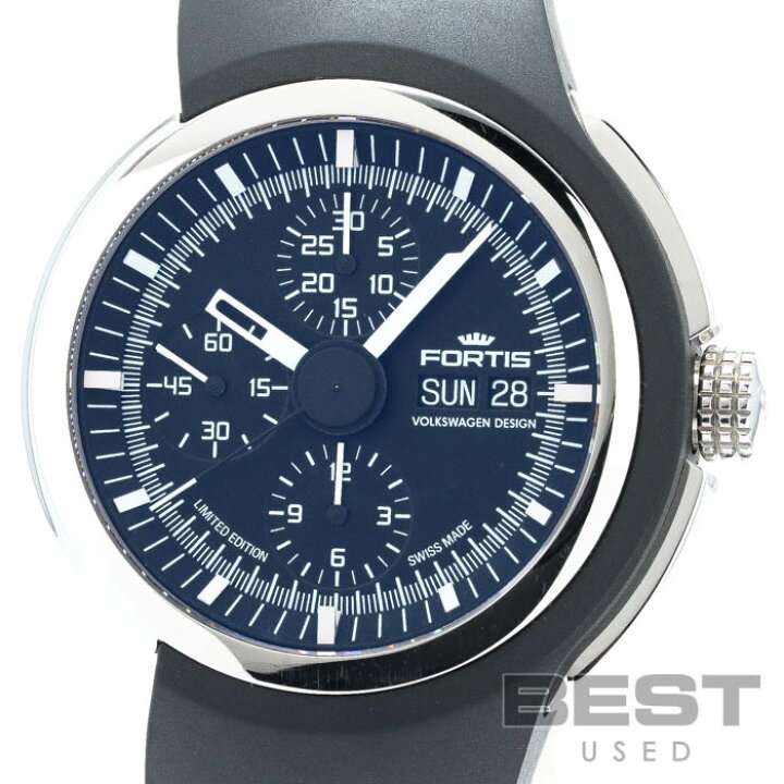 楽天市場 お買い物マラソン限定クーポン配布中 フォルティス Fortis フォルクスワーゲン スペースリーダー クロノグラフ リミテッドエディション 661 20 141 メンズ ブラック ステンレススティール 腕時計 時計 Volkswagen S 中古 Best Vintage