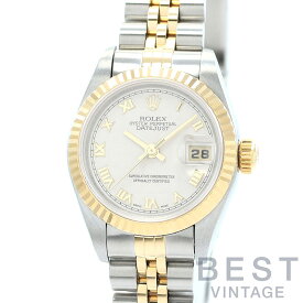 【OH済】 ロレックス 【ROLEX】 オイスターパーペチュアル デイトジャスト 69173 レディース アイボリー ステンレススティール/K18イエローゴールド 腕時計 時計 OYSTER PERPETUAL LADY-DATEJUST 26 PYRAMID DIAL IVORY SS/K18YG コンビ【中古】