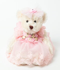 テディベア クマ ぬいぐるみ ウェディング くま ドレス レース ドレスベア プレゼント かわいい 結婚式　ウェルカムベア ティアラ ティアラベア ホワイト リボン 可愛い ギフト お姫様 ふわふわ キラキラ 新婦 ピンク