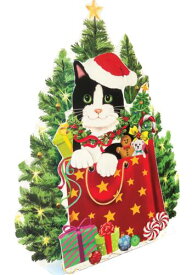 Caspari カスパリ アドベントカレンダー クリスマス クリスマスイブ カレンダー カウントダウン ギフト ヨーロッパ 北欧 可愛い イベント インテリア 半立体 立掛け ネコ 猫 キャット ハチワレ Barbara Schaffer