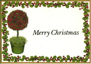 Caspari カスパリ クリスマス ポストカード 輸入カード おしゃれ 北欧 アメリカ 可愛い 高品質 シーズングリーティング スイスプリント 金の箔押し メリークリスマス Merry Christmas トピアリー