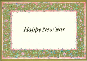 Caspari カスパリ ニューイヤー ポストカード 輸入カード おしゃれ 北欧 アメリカ 可愛い 高品質 シーズングリーティング スイスプリント 金の箔押し 年賀状 Happy New Year ピンクフローレンティ