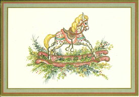 カスパリ 輸入ポストカード クリスマス おしゃれ 北欧 好きにも アメリカ 素敵 可愛い 高品質 シーズングリーティング スイスプリント　木馬ロッキング