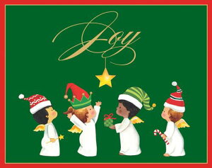 Caspari カスパリ 輸入クリスマスカード グリーティングカード 二つ折り 定形 おしゃれ 北欧 アメリカ 可愛い 高品質 シーズングリーティング スイスプリント 天使 エンジェル Joyous Baby Angels