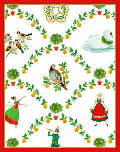 Caspari カスパリ 輸入クリスマスカード グリーティングカード 二つ折り 定形 おしゃれ 北欧 アメリカ 可愛い 高品質 シーズングリーティング スイスプリント 歌 クリスマスキャロル クリスマ