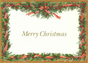 Caspari カスパリ 輸入クリスマスカード グリーティングカード 二つ折り 定形 おしゃれ 北欧 アメリカ 可愛い 高品質 シーズングリーティング スイスプリント Merry Christmas フレームカード ベリ