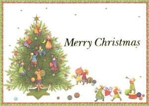 Caspari カスパリ 輸入クリスマスカード グリーティングカード 二つ折り 定形 おしゃれ 北欧 アメリカ 可愛い 高品質 シーズングリーティング スイスプリント Merry Christmas フレームカード 箔押