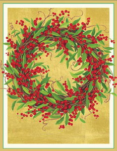 Caspari カスパリ 輸入クリスマスカード グリーティングカード 二つ折り 定形 おしゃれ 北欧 アメリカ 可愛い 高品質 シーズングリーティング スイスプリント ベリー クリスマスリース Red Berry