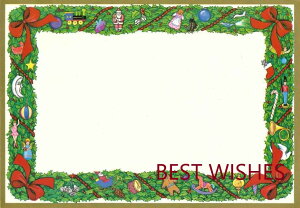 Caspari カスパリ クリスマス ポストカード 輸入カード おしゃれ 北欧 アメリカ 可愛い 高品質 シーズングリーティング スイスプリント フレームデザイン クリスマスモチーフガーランド