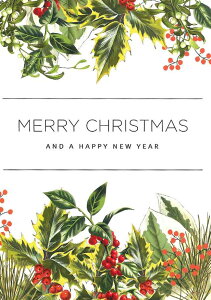 【クリスマスカード】QUIRE(クワイヤー) BOTANIC BLISS グリーティングカード 輸入 海外 オランダ 定形サイズ 封筒付き 二つ折り 高級感 カラー封筒 ボタニカル 植物柄 ベリーズホーリー