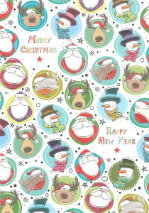 【クリスマスカード】QUIRE(クワイヤー) グリーティングカード BONTEMPI 輸入 海外 オランダ 定形サイズ 封筒付き 二つ折り カラー封筒 箔押し サンタ・トナカイ・スノーマン