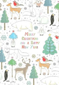 【クリスマスカード】QUIRE(クワイヤー) グリーティングカード BONTEMPI 輸入 海外 オランダ 定形サイズ 封筒付き 二つ折り カラー封筒 箔押し 動物たち アニマル