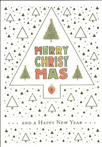 【クリスマスカード】QUIRE(クワイヤー) Mac Classic グリーティングカード 輸入 海外 オランダ 定形サイズ 封筒付き 二つ折り 箔押し エンボス加工 高級感 カラー封筒 クリスマスツリー