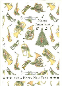 【クリスマスカード】QUIRE(クワイヤー) Mac Classic グリーティングカード 輸入 海外 オランダ 定形サイズ 封筒付き 二つ折り 箔押し エンボス加工 高級感 カラー封筒 音楽 楽器モチーフ