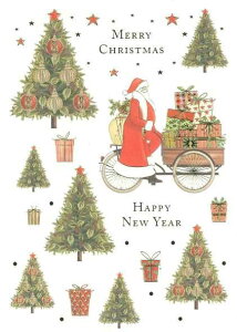 【クリスマスカード】QUIRE(クワイヤー) Mac Classic グリーティングカード 輸入 海外 オランダ 定形サイズ 封筒付き 二つ折り 箔押し エンボス加工 高級感 カラー封筒 サンタと自転車