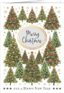 【クリスマスカード】QUIRE(クワイヤー) Mac Classic グリーティングカード 輸入 海外 オランダ 定形サイズ 封筒付き 二つ折り 箔押し エンボス加工 高級感 カラー封筒 クリスマスツリーズ