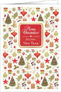 【クリスマスカード】QUIRE(クワイヤー) Mac Classic グリーティングカード 輸入 海外 オランダ 定形サイズ 封筒付き 二つ折り 箔押し エンボス加工 高級感 カラー封筒 クリスマスアイコンズ