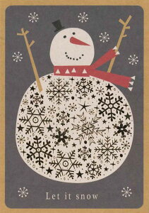 【クリスマスカード】QUIRE(クワイヤー) COPPER CHARM グリーティングカード 輸入 海外 オランダ 定形サイズ 封筒付き 二つ折り 箔押し コッパー 銅 高級感 雪だるま Let it snow