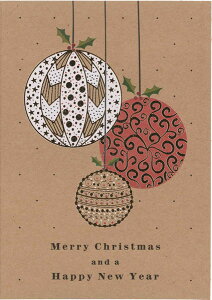 【クリスマスカード】QUIRE(クワイヤー) COPPER CHARM グリーティングカード 輸入 海外 オランダ 定形サイズ 封筒付き 二つ折り 箔押し コッパー 銅 高級感 スリーオーナメント