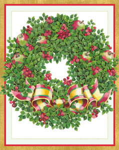 Caspari カスパリ 輸入クリスマスカード グリーティングカード 二つ折り 定形 おしゃれ 北欧 アメリカ 可愛い 高品質 シーズングリーティング スイスプリント クリスマスリース ボックスウッ