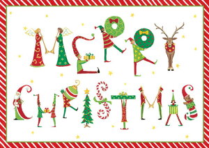 【クリスマスカード グリーディングカード 輸入カード 】アメリカ Caspari(カスパリ)定型サイズ 封筒付き メリークリスマスフィギヤーズ
